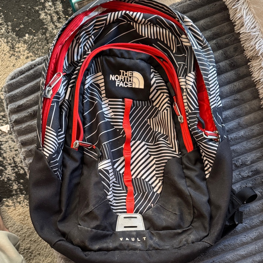 The North Face Backpack in Black, White & Red - Vault Style